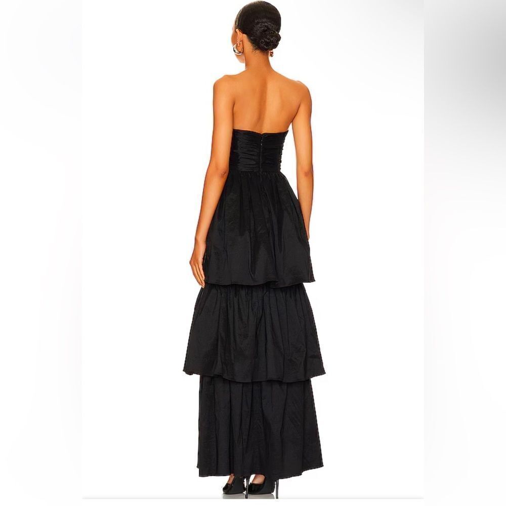 NWT Lovers and Friends Michie Maxi Dress Black high low gown taffeta Revolve S - Picture 3 of 10